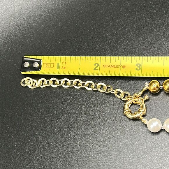 BOGO Free Jewelry..Eye Candy LA Gold Bead Faux Pearl Evil Eye Pendant Necklace - Picture 8 of 10